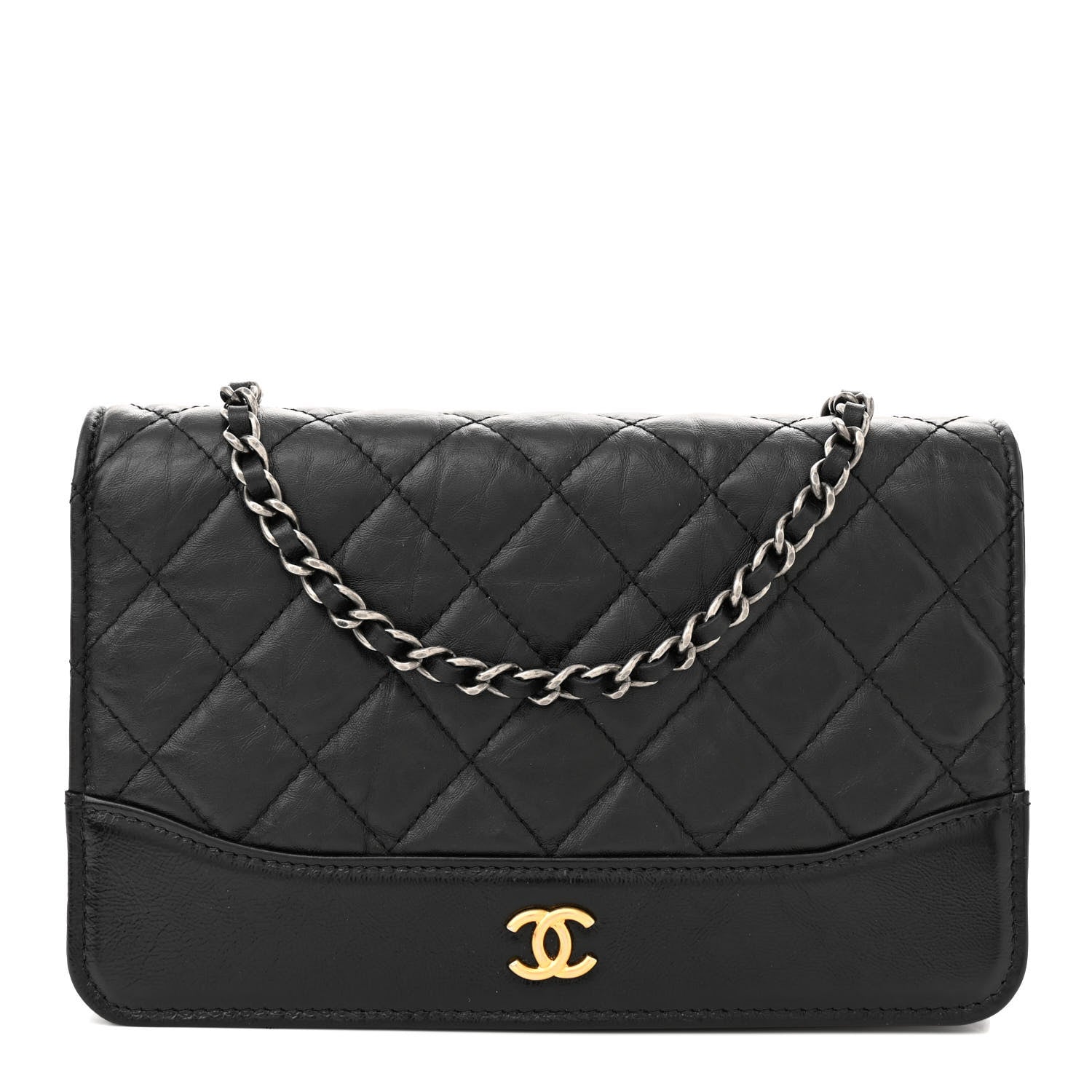 Chanel Aged Calfskin Quilted Gabrielle Wallet On Chain WOC Black 1 of 11