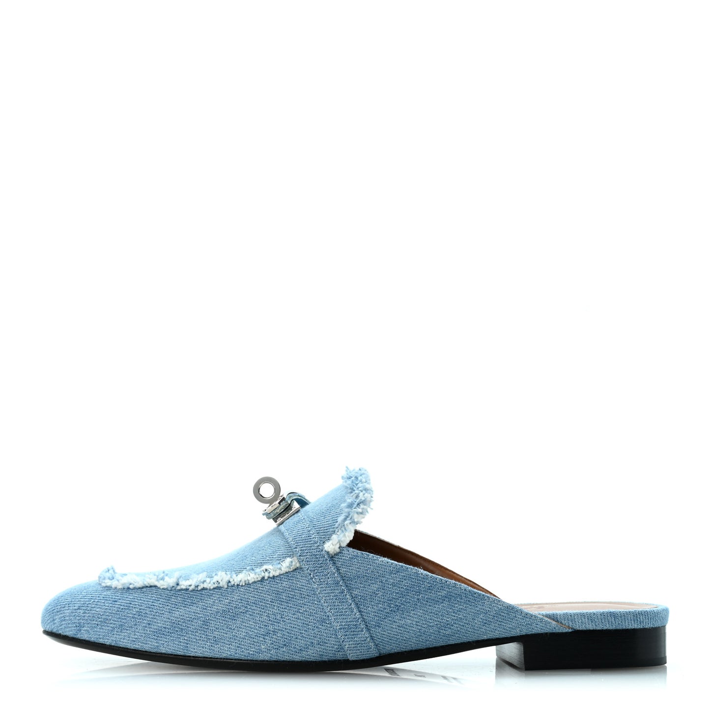 Denim Fringed Oz Mules 39 Bleu Clair