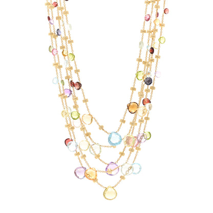 Marco Bicego 18K Yellow Gold Multi Gemstone Five Row Paradise Necklace 1 of 5