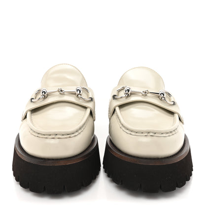 Gucci Cordovan Lux Horsebit Platform Mules 37.5 Mystic White 2 of 13