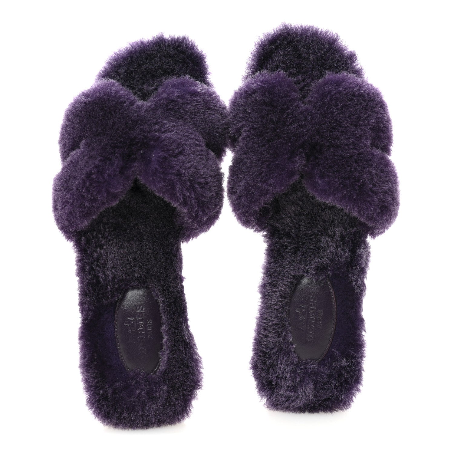 Hermes Woolskin Oran Sandals 36.5 Violet Fonce 2 of 8
