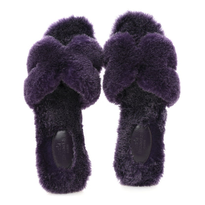 Hermes Woolskin Oran Sandals 36.5 Violet Fonce 2 of 8
