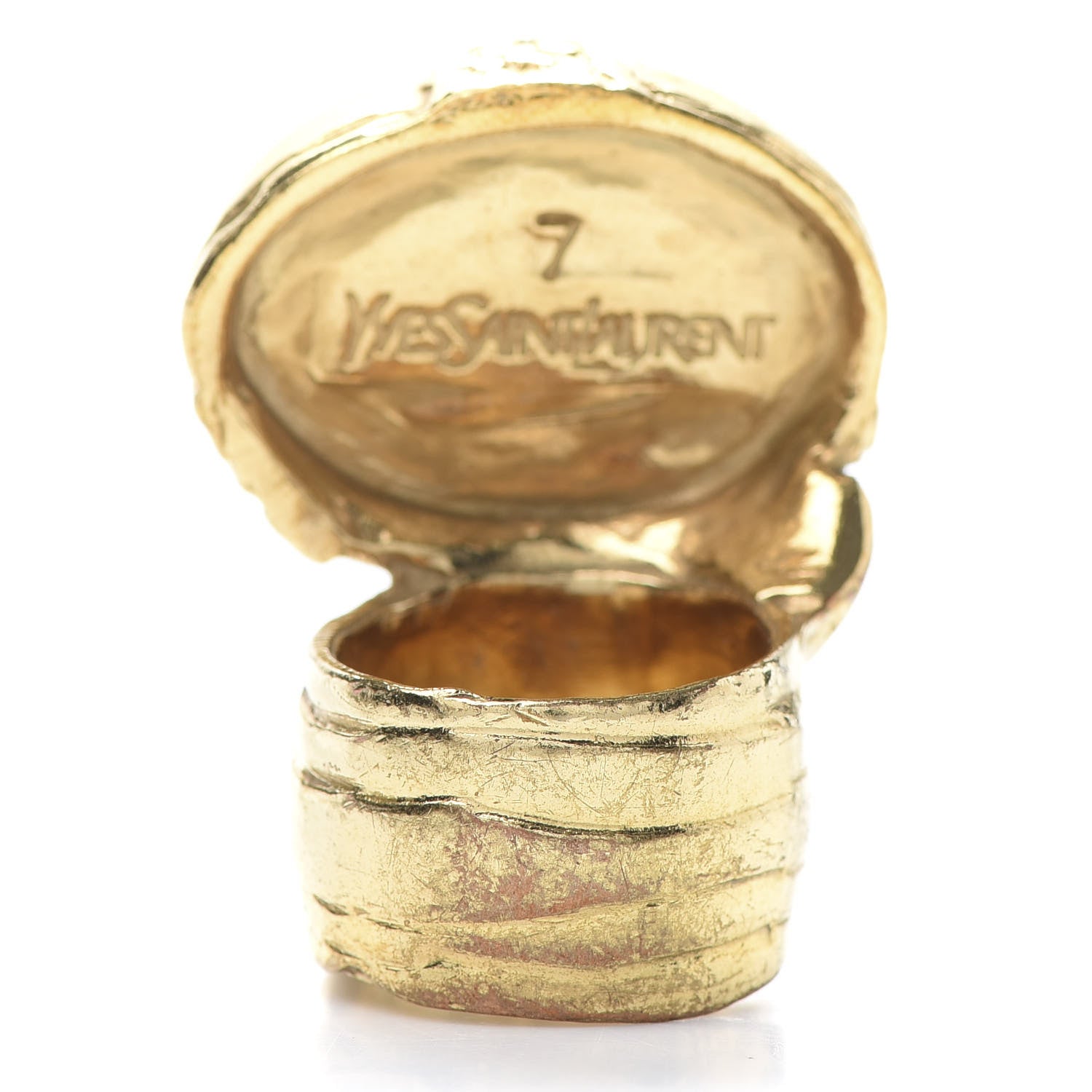 Saint Laurent Glass Cabochon Arty Ovale Ring 7 Gold Pink 4 of 5