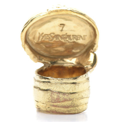 Saint Laurent Glass Cabochon Arty Ovale Ring 7 Gold Pink 4 of 5