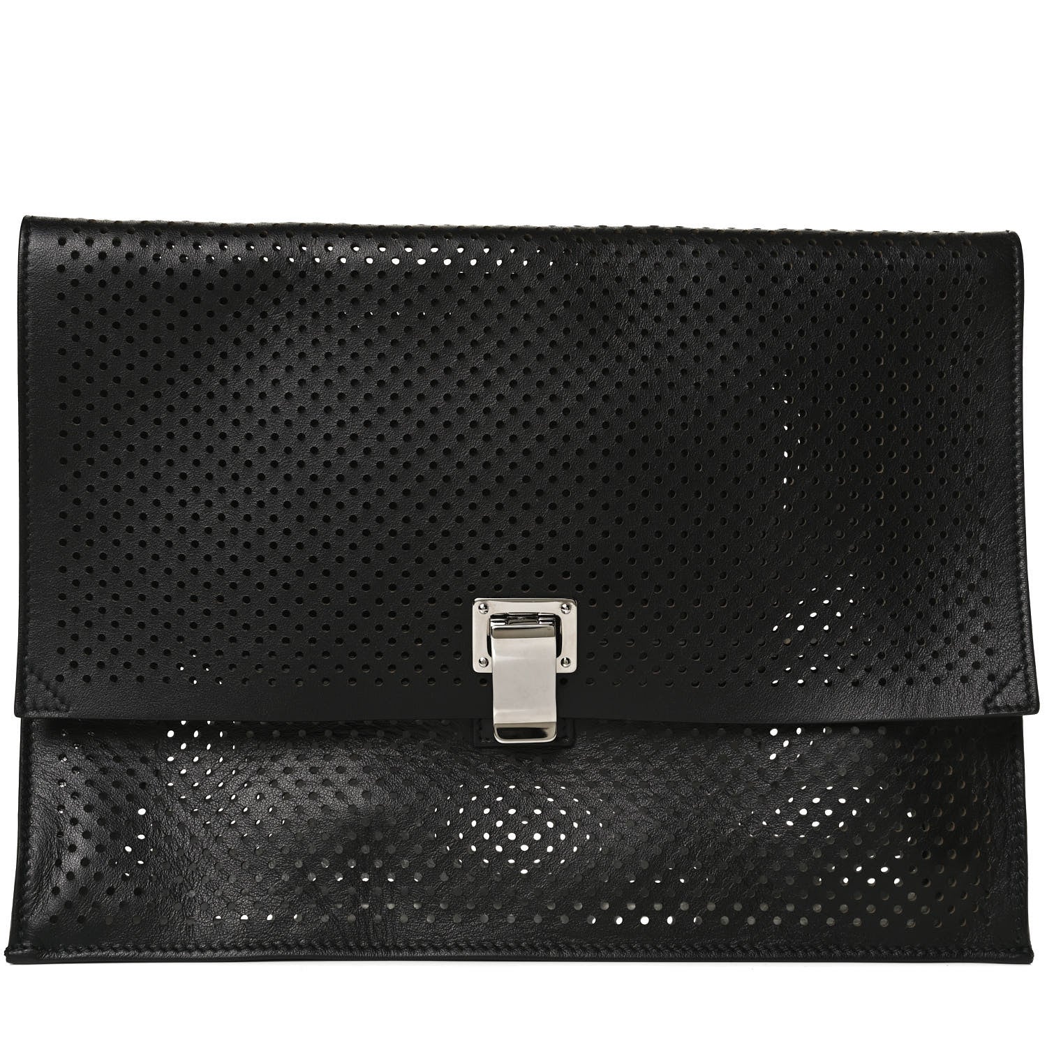 Proenza Schouler Lambskin Perforated Small Lunch Bag Clutch Black 7 of 10