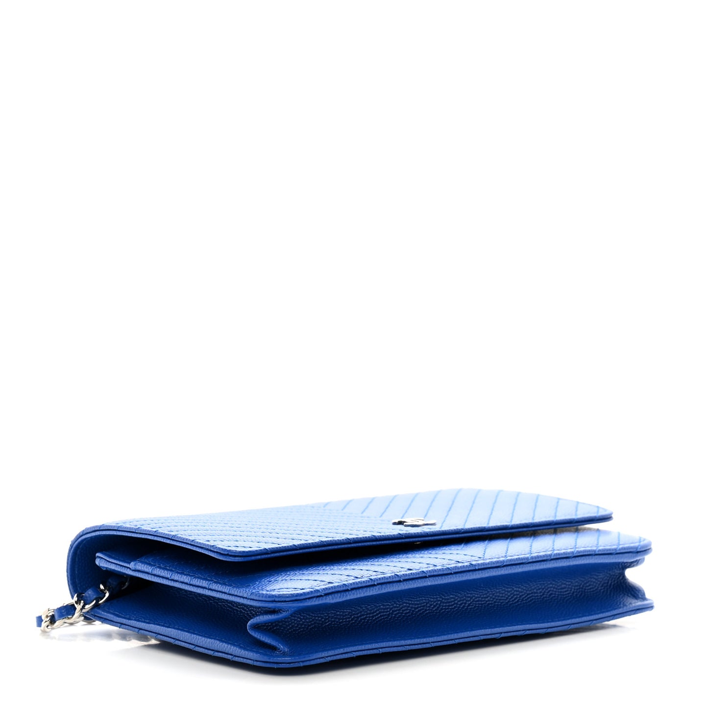 Caviar Chevron Quilted Wallet On Chain WOC Bright Blue