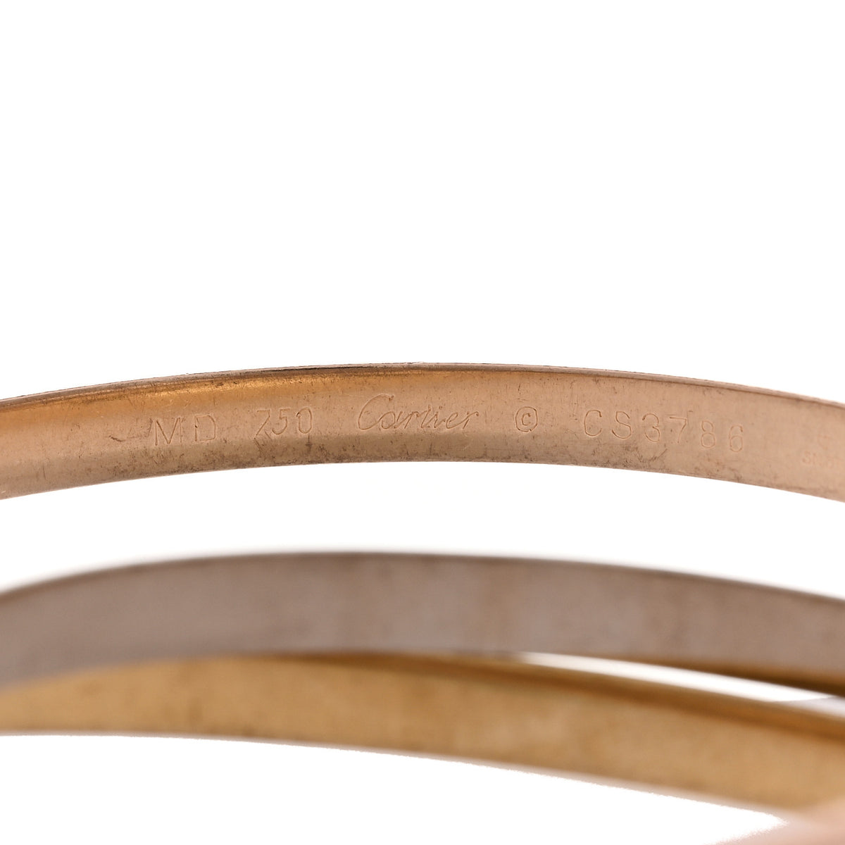 18K Pink Yellow White Gold 4.4mm Trinity Bangle Bracelet