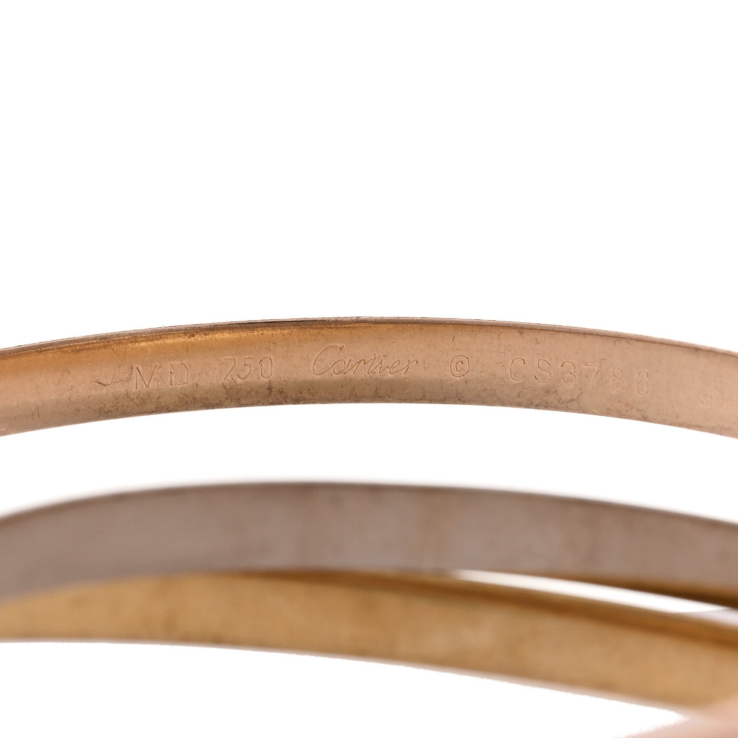 Cartier 18K Pink Yellow White Gold 4.4mm Trinity Bangle Bracelet 3 of 3