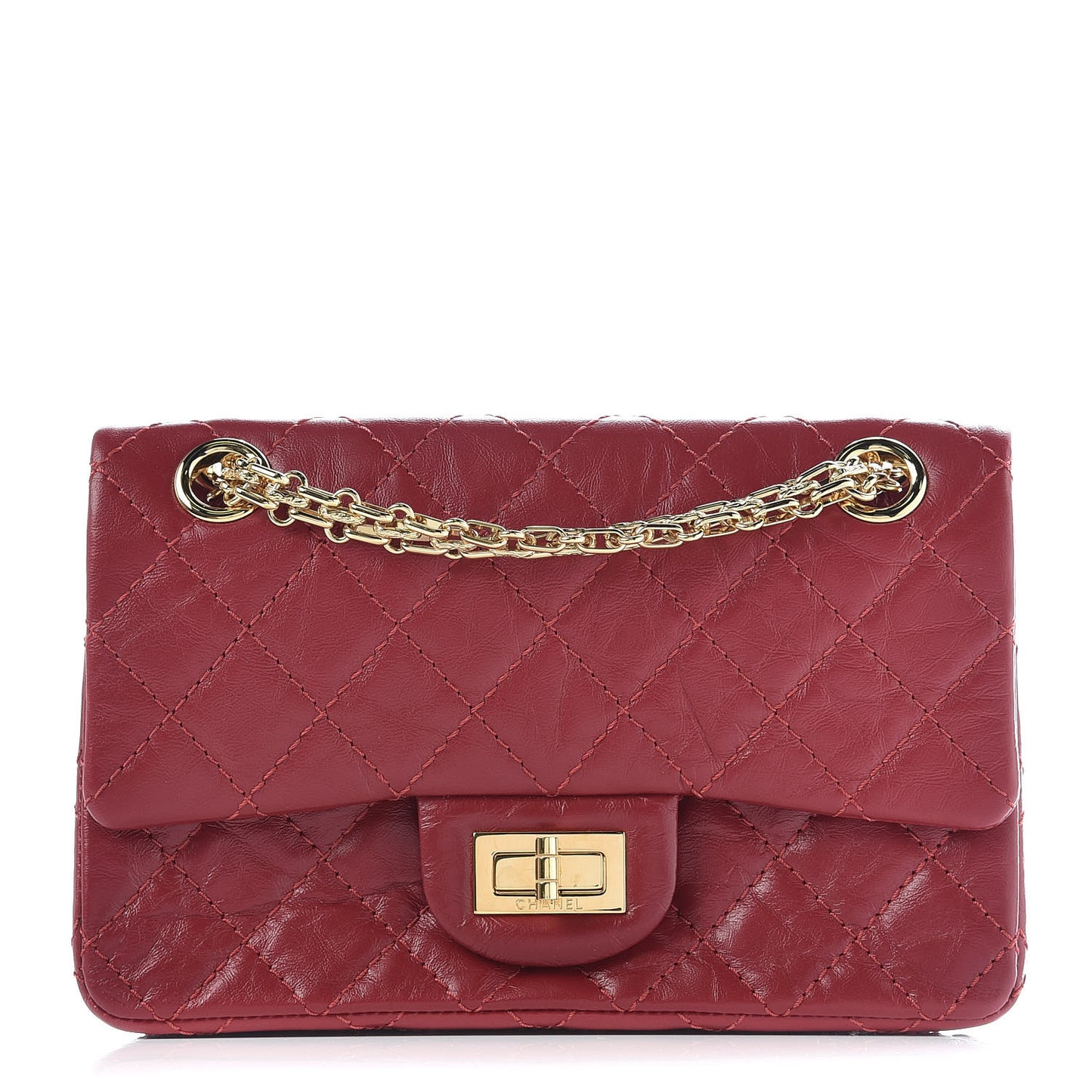 Aged Calfskin Quilted 2.55 Reissue Mini Flap Red
