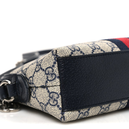 Gucci GG Supreme Monogram Textured Dollar Calfskin Web Small Ophidia Dome Shoulder Bag Beige Blue 9 of 10