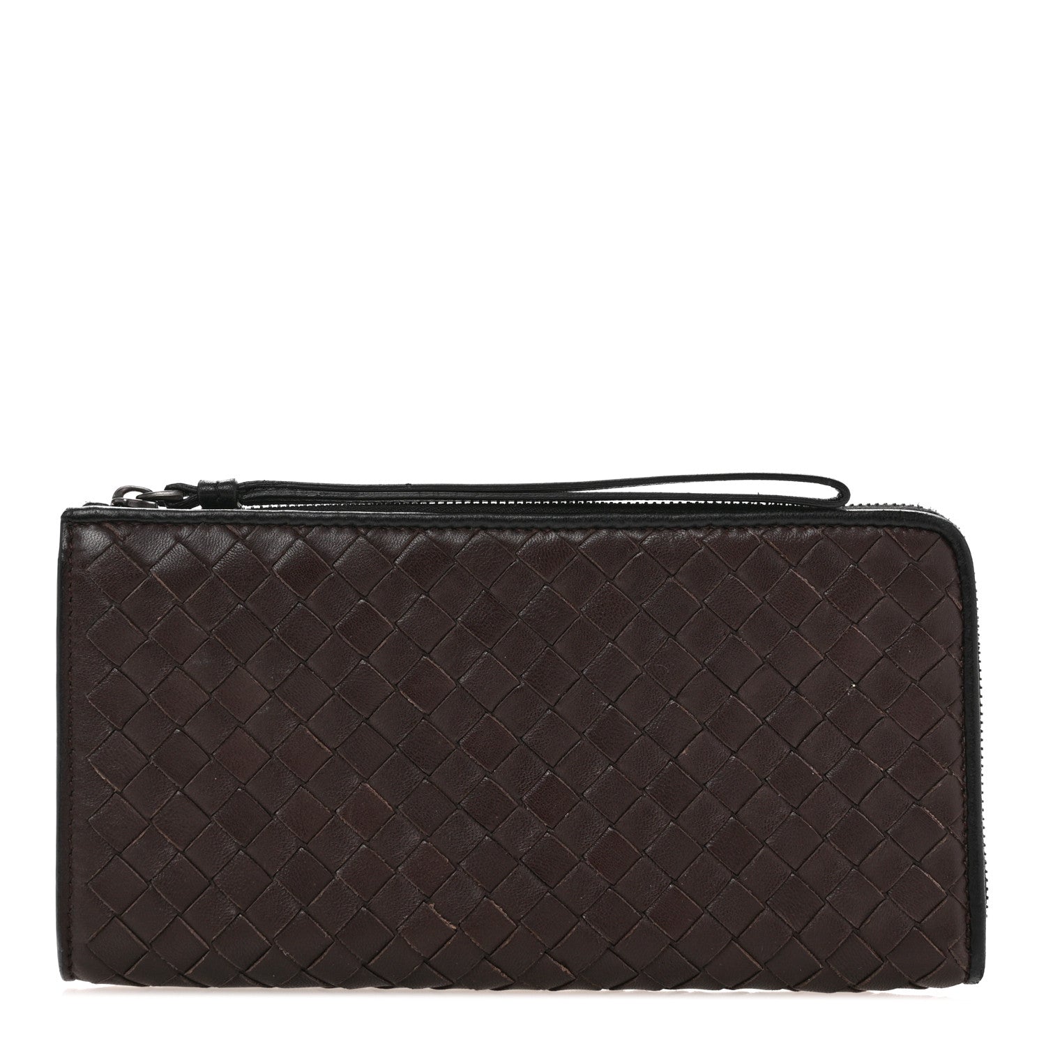 Bottega Veneta Nappa Intrecciato Wristlet Zip Wallet Brown 1 of 9