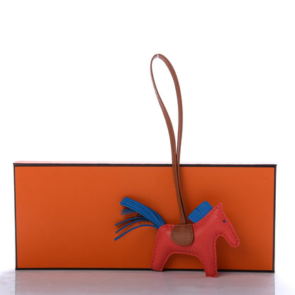 Hermes Milo Lambskin Grigri Rodeo Horse Bag Charm PM Rose Texas Bleu Zanzibar Gold 4 of 4