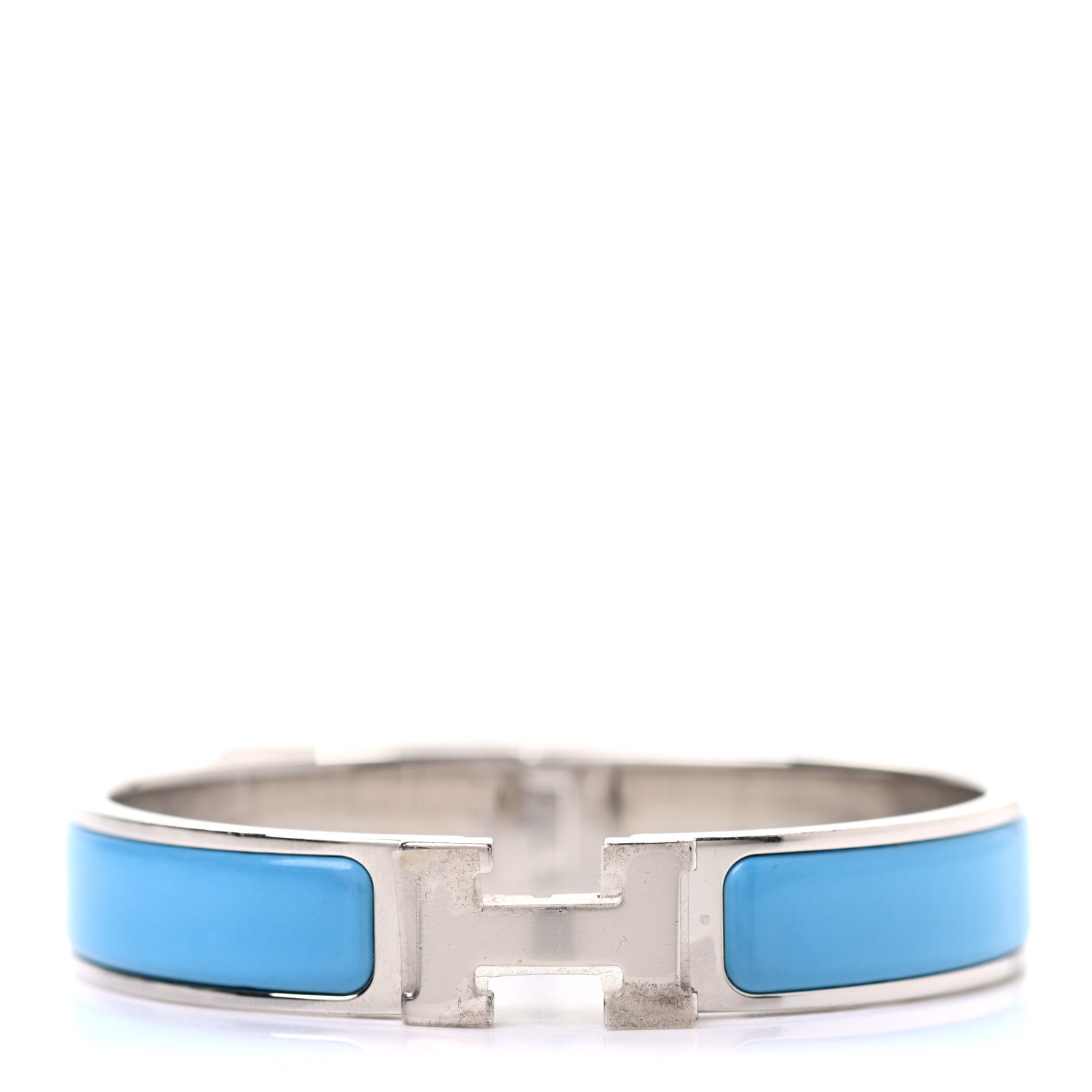 Hermes Enamel Narrow Clic Clac H Bracelet GM Blue Jean 1 of 4