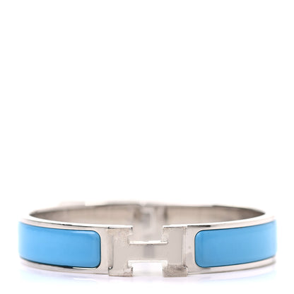 Hermes Enamel Narrow Clic Clac H Bracelet GM Blue Jean 1 of 4