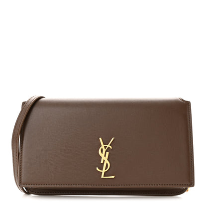 Saint Laurent Smooth Calfskin Monogram Phone Holder Crossbody Green Hunting 1 of 10