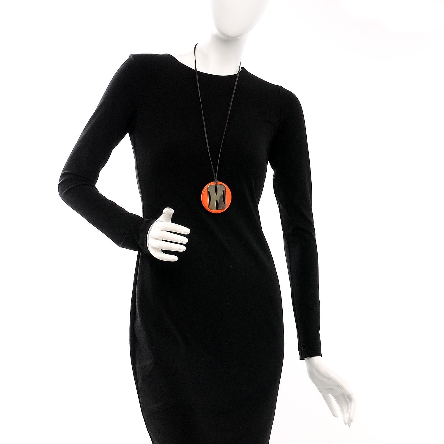 Hermes Buffalo Horn Lacquer Tonkin Necklace Orange 2 of 5