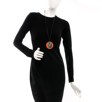 Hermes Buffalo Horn Lacquer Tonkin Necklace Orange 2 of 5