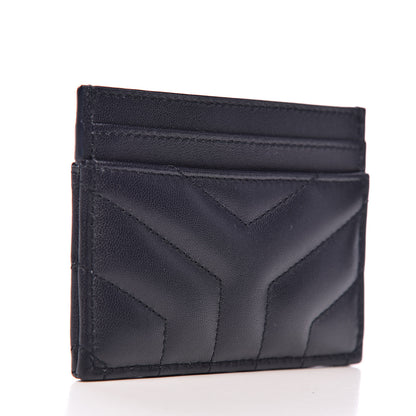 Saint Laurent Nappa Y Quilted Monogram LouLou Credit Card Case Deep Marine 3 of 8