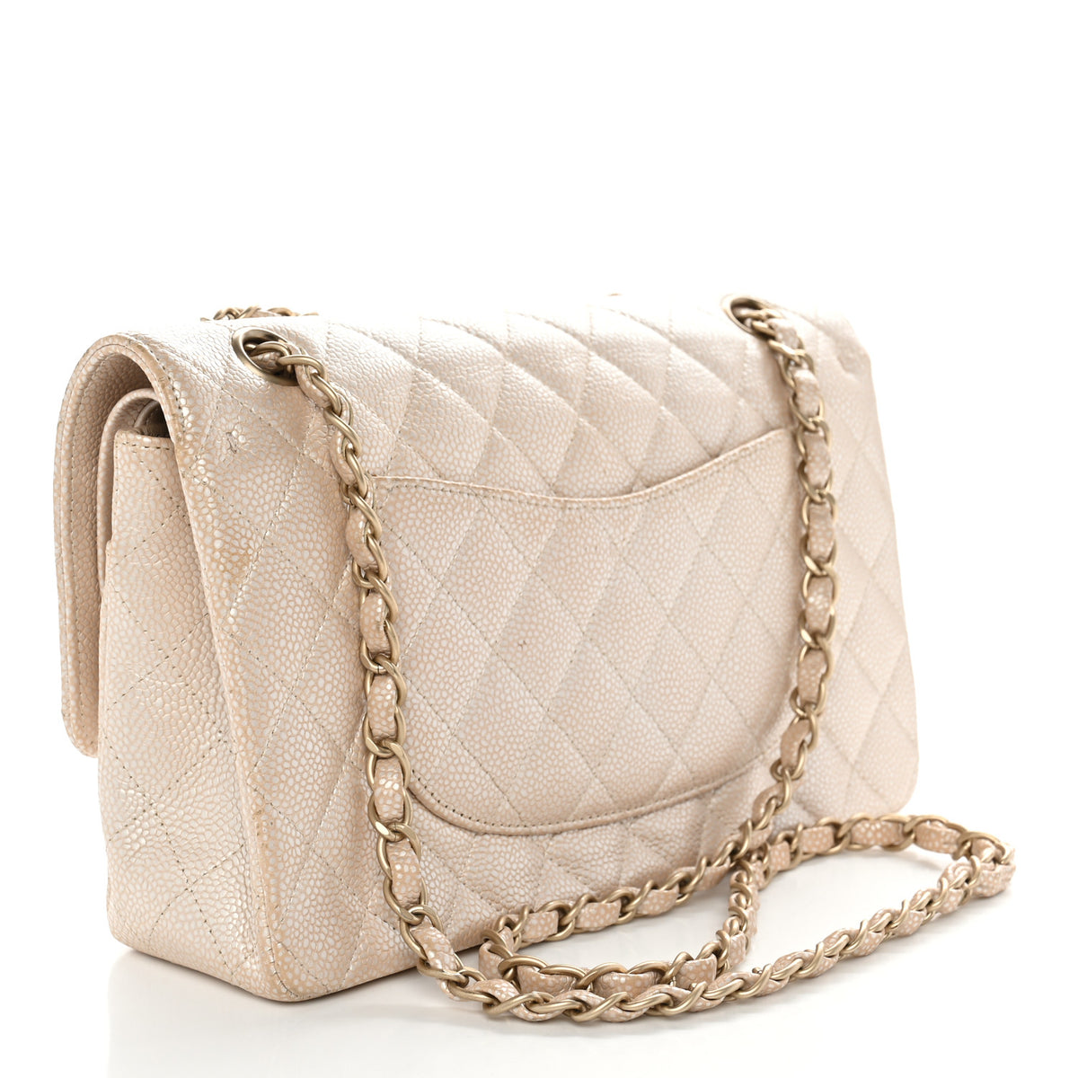 Chanel Pearly Caviar Quilted Medium Double Flap Light Beige 2 of 17
