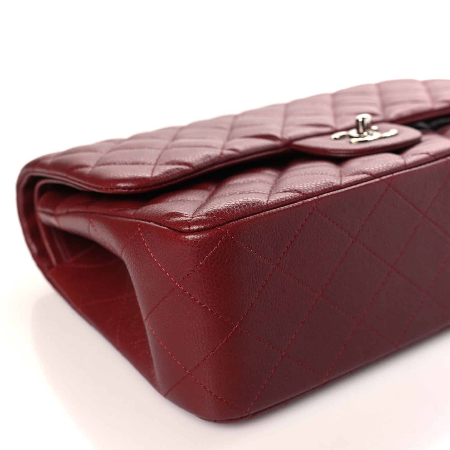 Caviar Quilted Jumbo Double Flap Burgundy