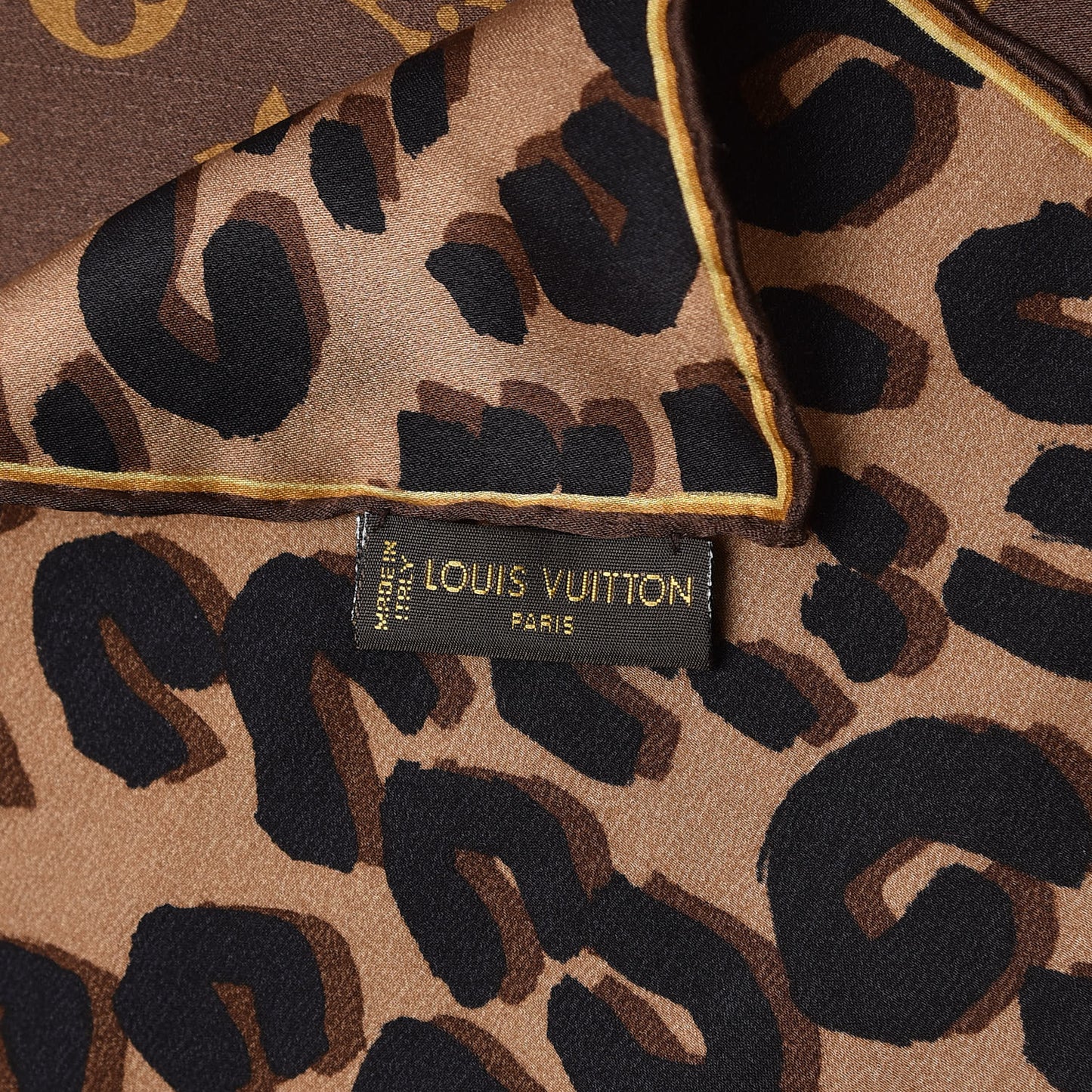 Silk Leopard Monogram Square Scarf