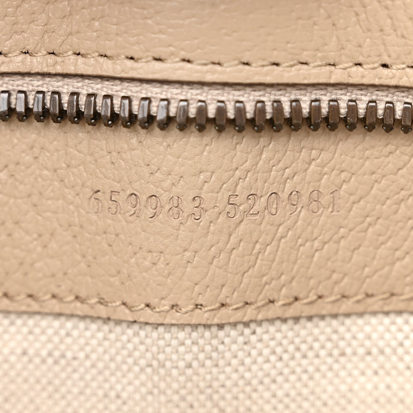 GG Supreme Monogram Textured Dollar Calfskin Small Retro Interlocking G Tote Bag Beige Mystic White Oatmeal