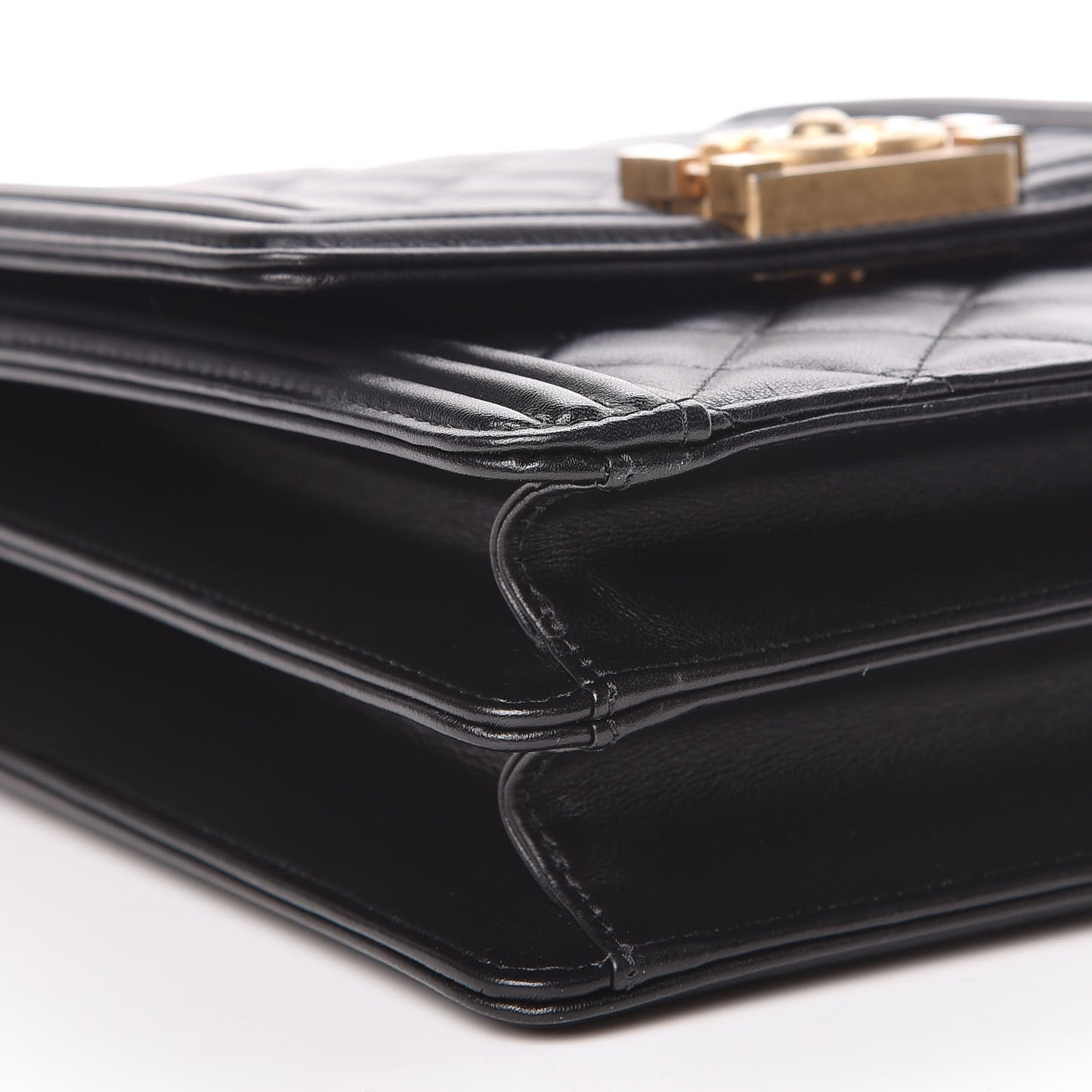 Calfskin Quilted North South Boy Flap Black
