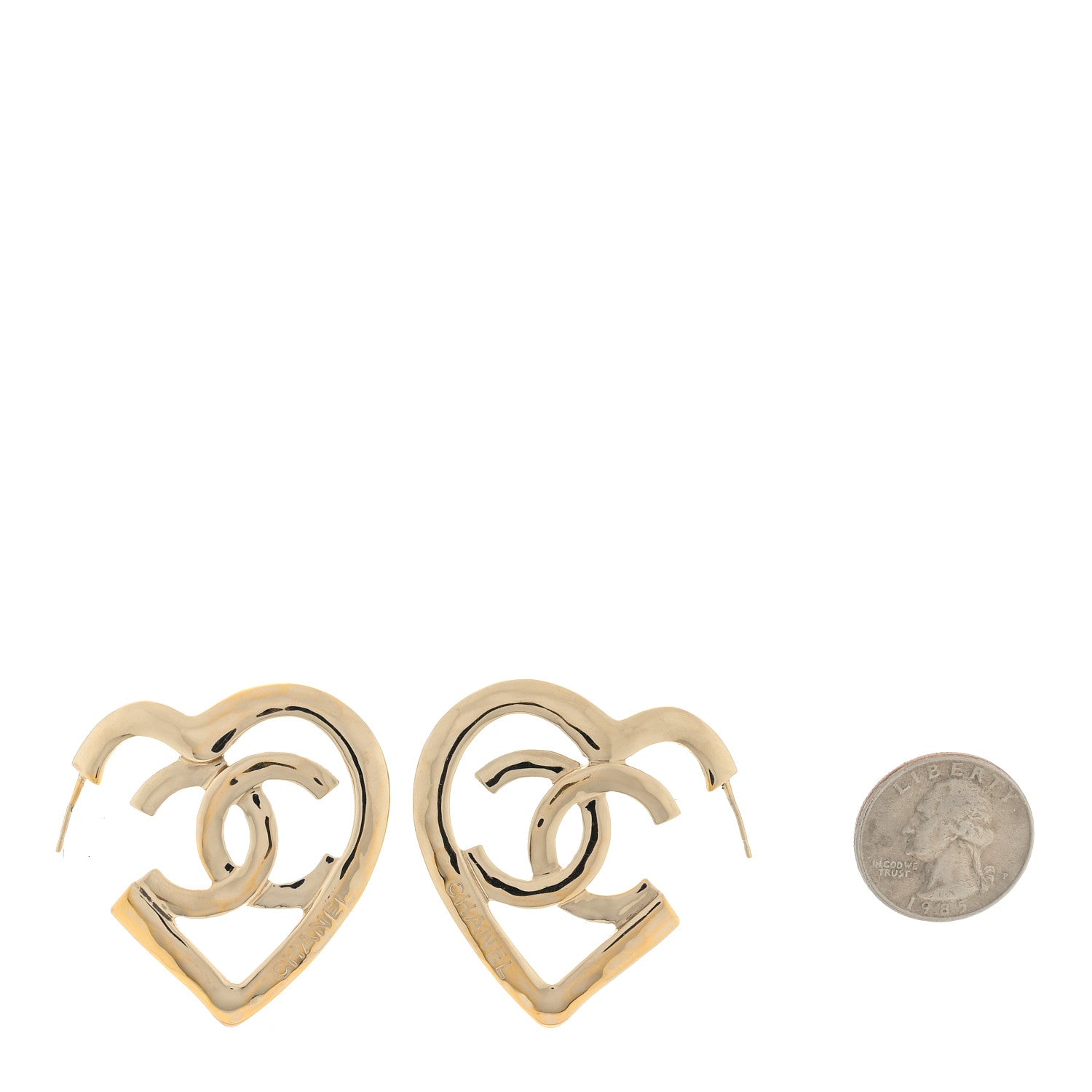 Chanel Metal CC Heart Coco In Love Hoop Earrings Gold 2 of 4