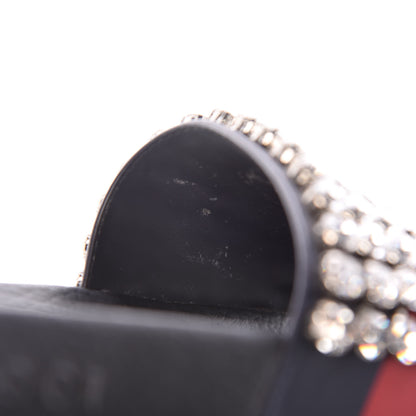 Gucci Calfskin Crystal Embellished Web Slide Sandals 39 Blue Red 13 of 15
