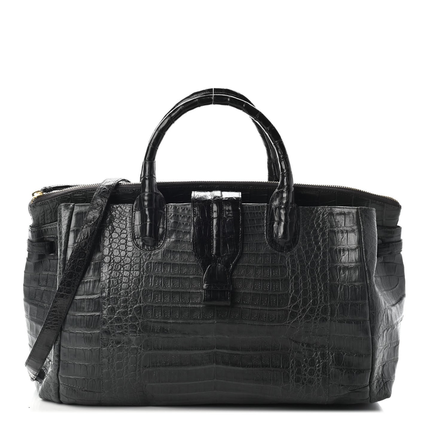 Crocodile Cristina Satchel Dark Grey