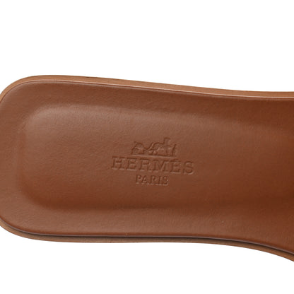 Hermes Box Calfskin Oran Sandals 38 Gold 7 of 9