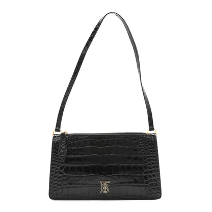 Burberry Calfskin Alligator Embossed Mini TB Shoulder Bag Black 1 of 9