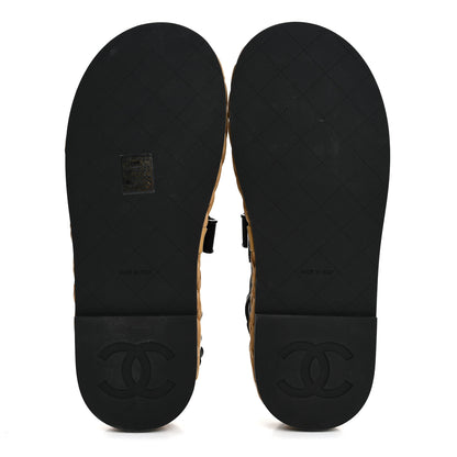 Chanel Mesh Patent Calfskin Velcro Dad Sandals 38 Black 6 of 10