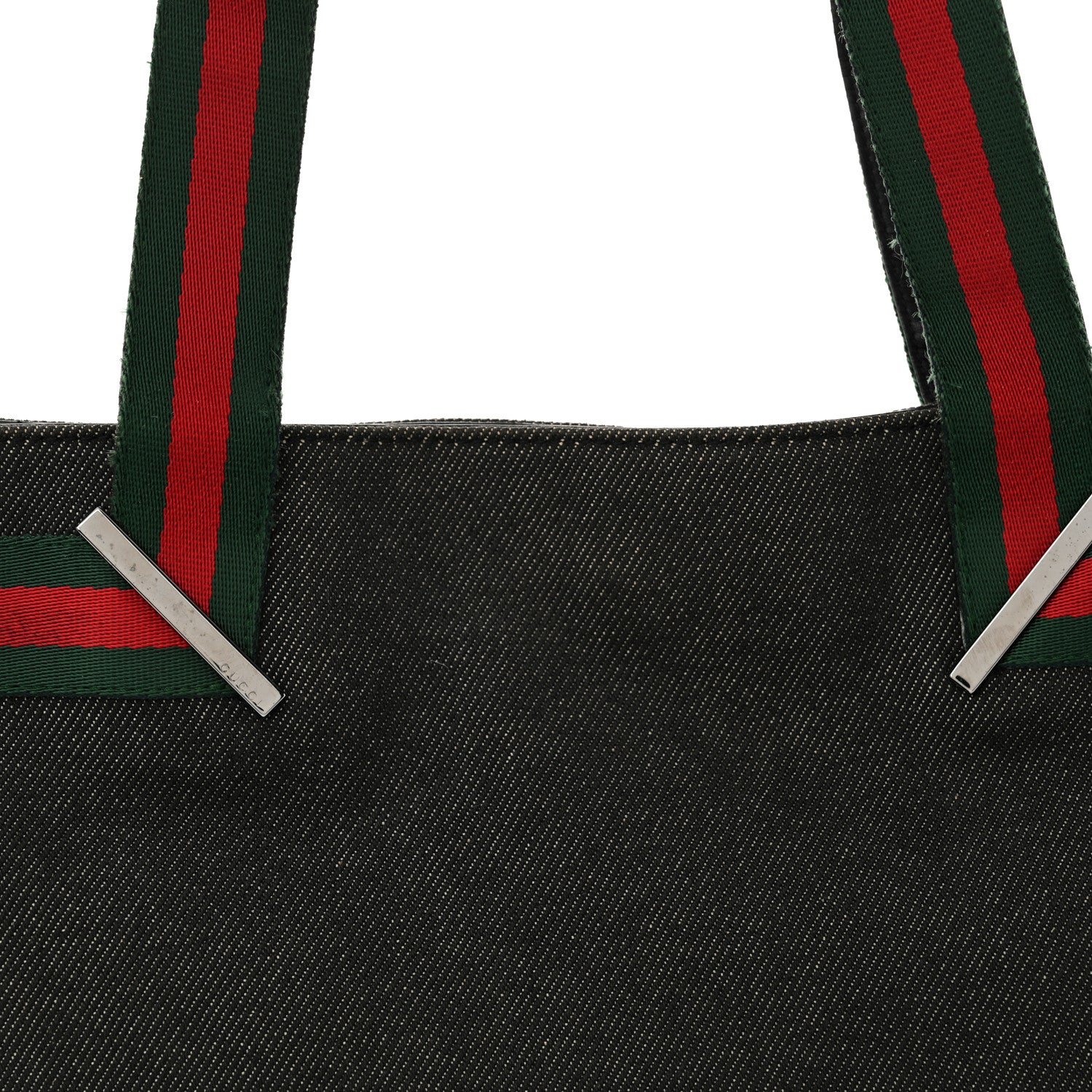 Gucci Denim Calfskin Web Tote Black 8 of 13