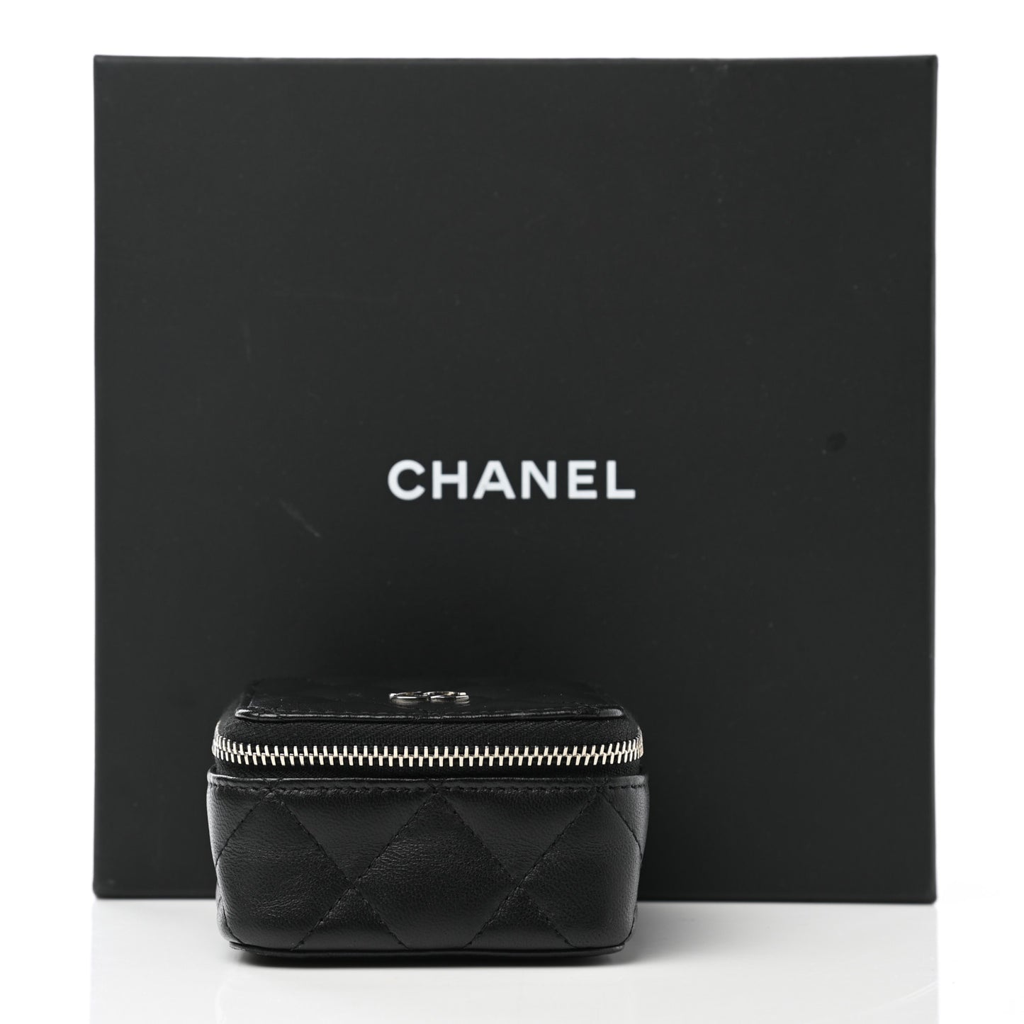 Lambskin Quilted Jewelry Travel Case Black