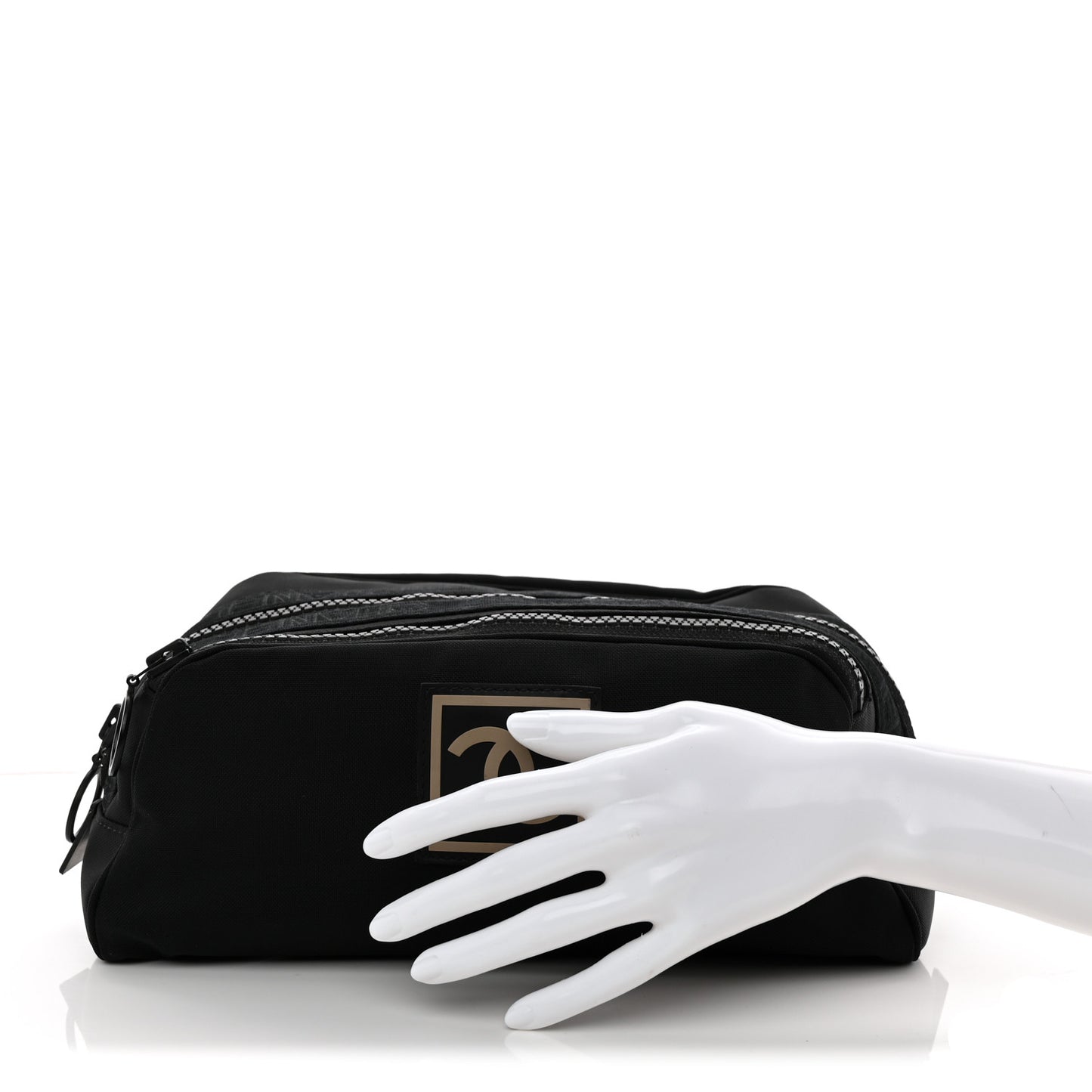 Canvas Nylon Sport Logo Cosmetic Bag Black