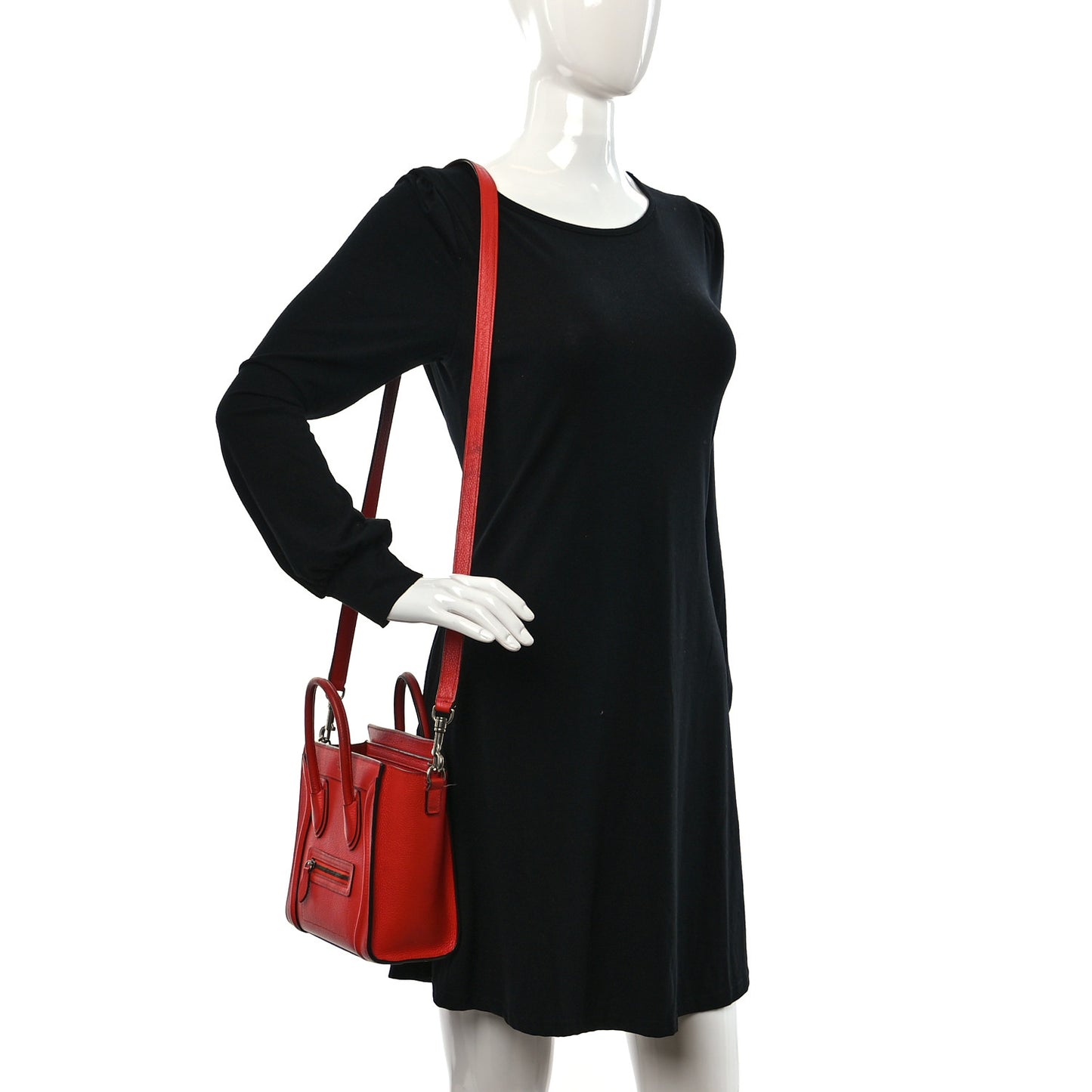 Drummed Calfskin Nano Luggage Vermillion