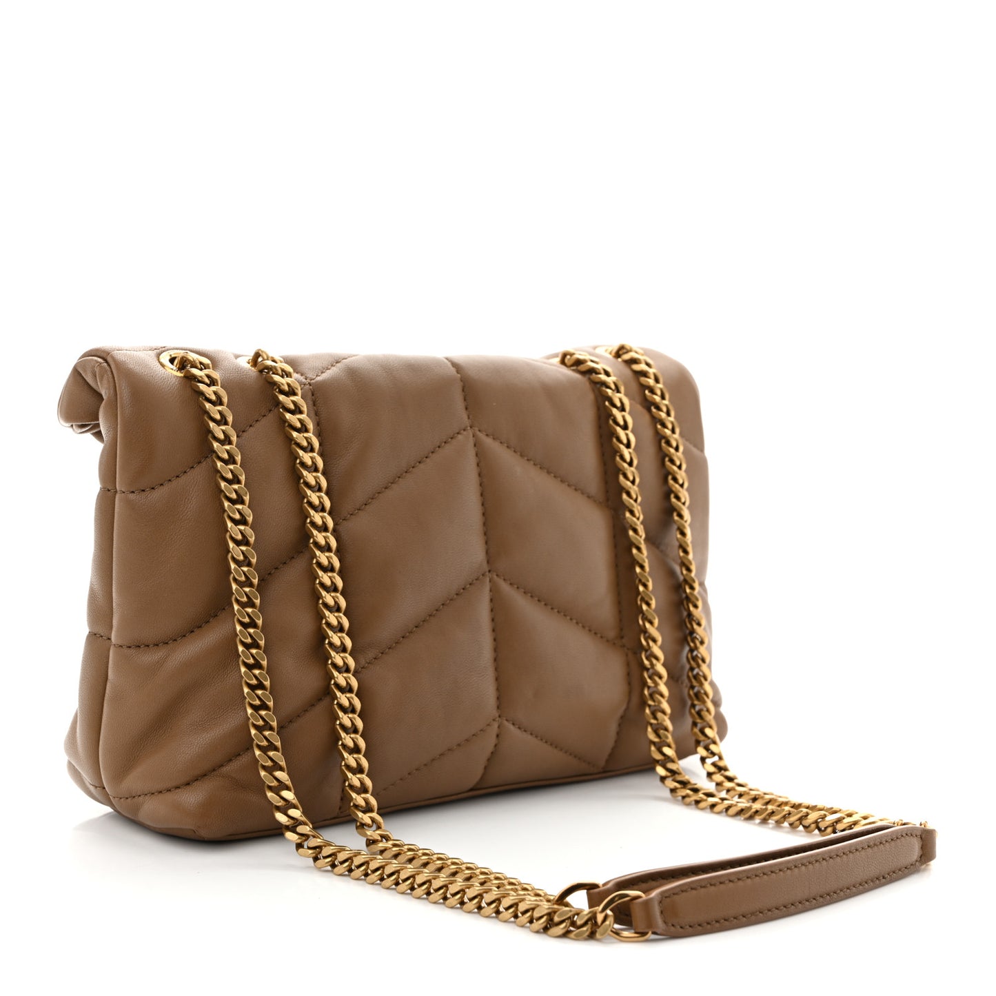 Lambskin Quilted Toy Loulou Puffer Monogram Chain Satchel Dark Cork