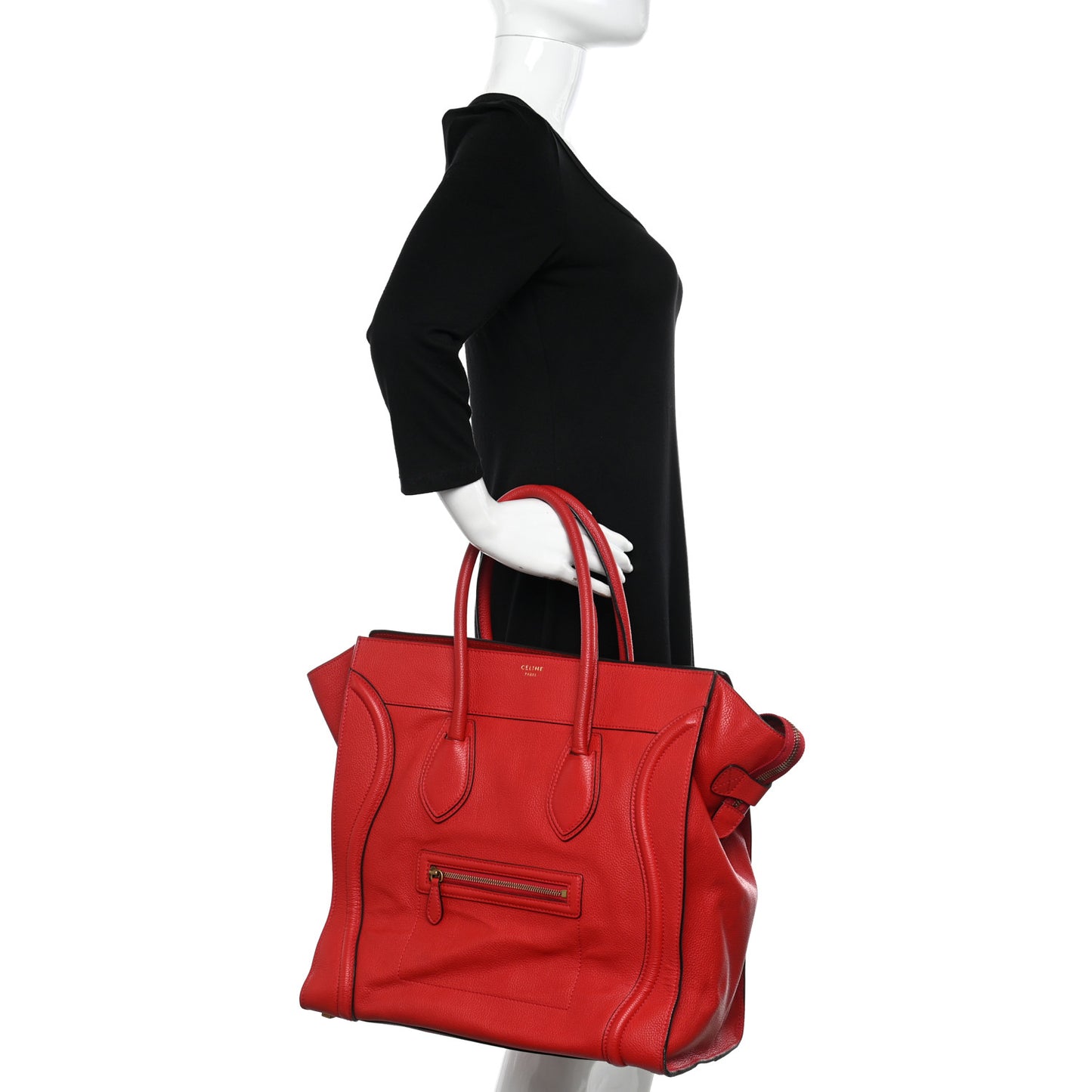 Drummed Calfskin Medium Luggage Coquelicot