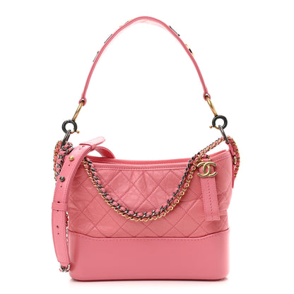Chanel Aged Calfskin Quilted Medium Gabrielle Logo Hobo Rose 1 of 10