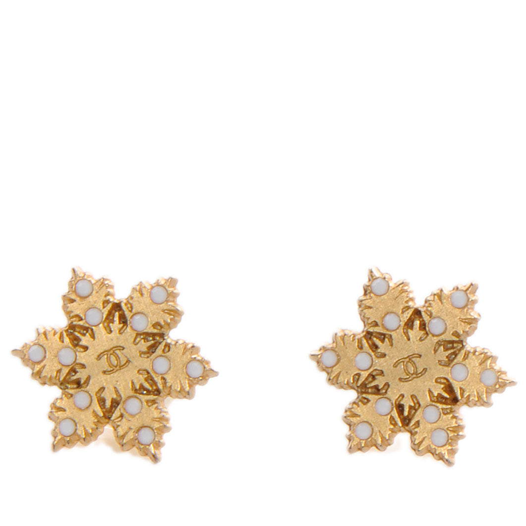 Chanel Snowflake Earrings Gold 1 of 3