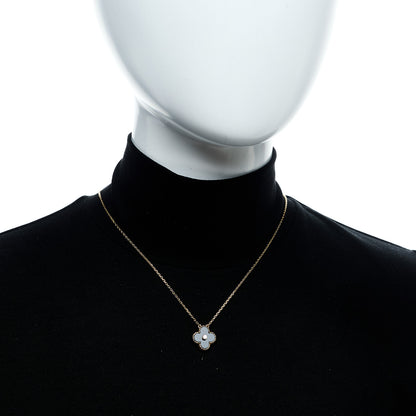 Van Cleef & Arpels 18K Yellow Gold Diamond Black Onyx Vintage Alhambra Pendant Necklace 2 of 5