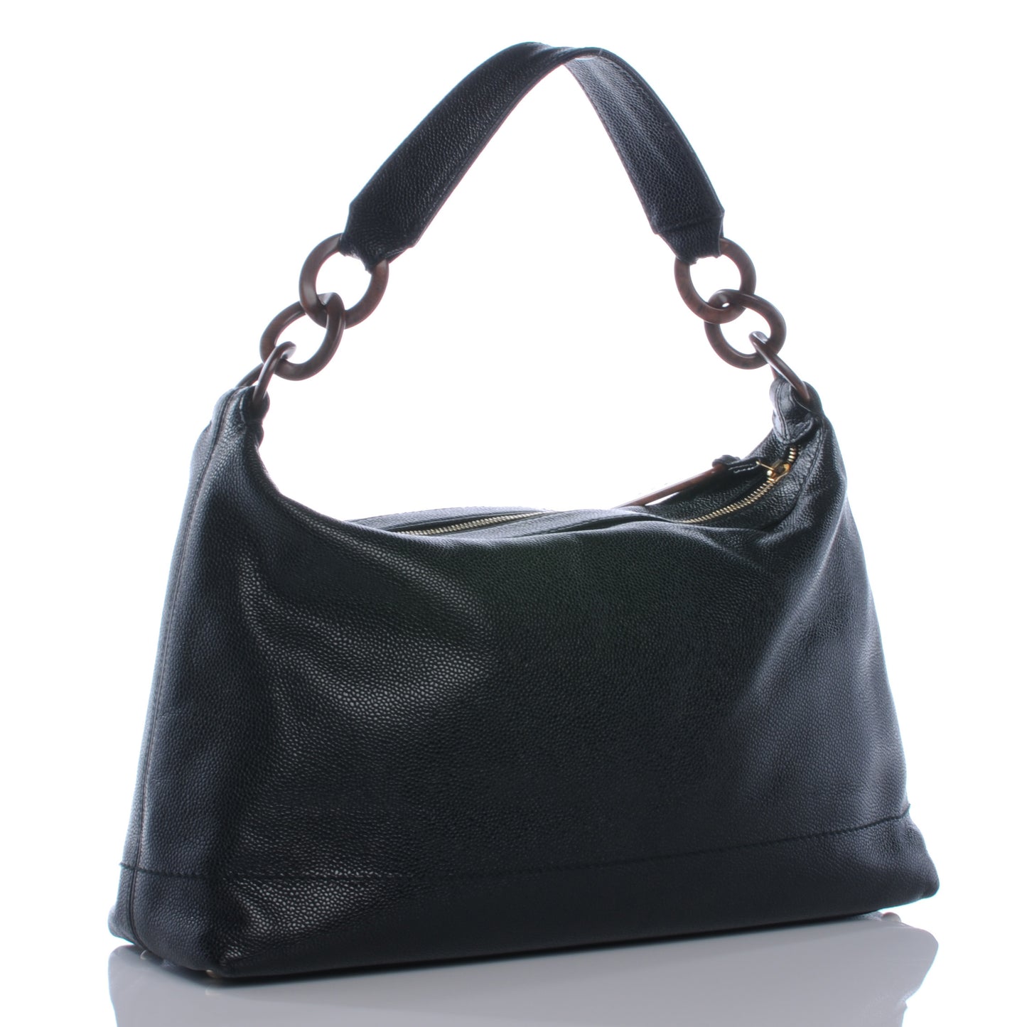 Caviar CC Wood Chain Hobo Black