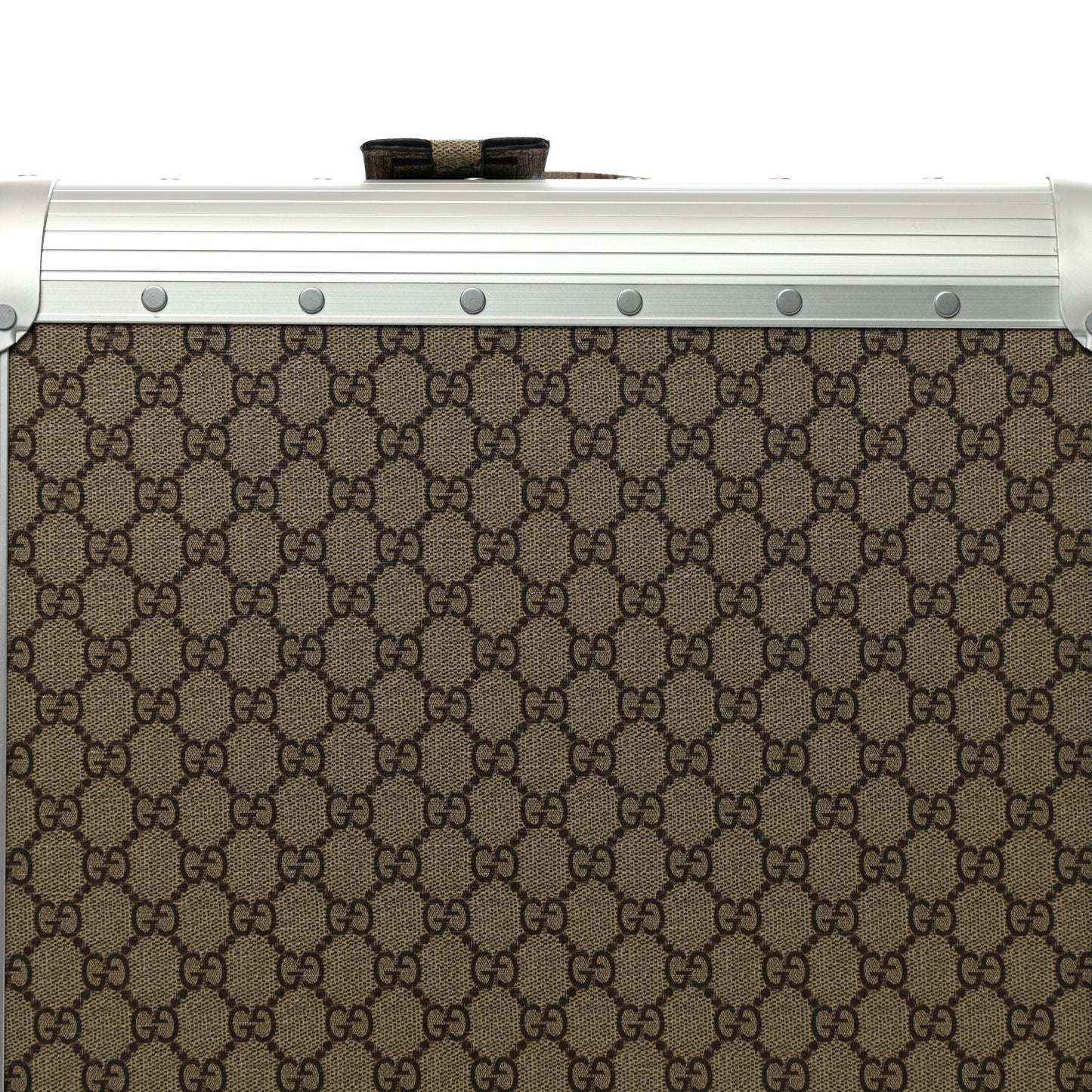 GG Supreme Monogram Aluminium Porter Medium Trolley Suitcase Beige Ebony Silver
