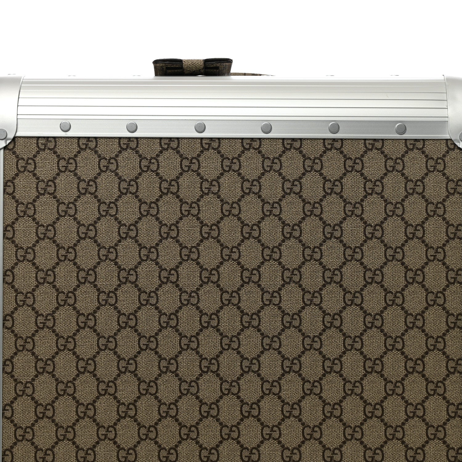Gucci GG Supreme Monogram Aluminium Porter Medium Trolley Suitcase Beige Ebony Silver 7 of 13