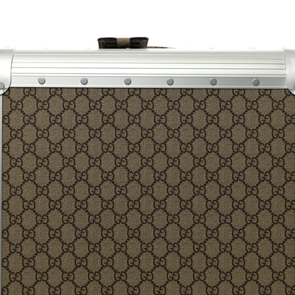 Gucci GG Supreme Monogram Aluminium Porter Medium Trolley Suitcase Beige Ebony Silver 7 of 13