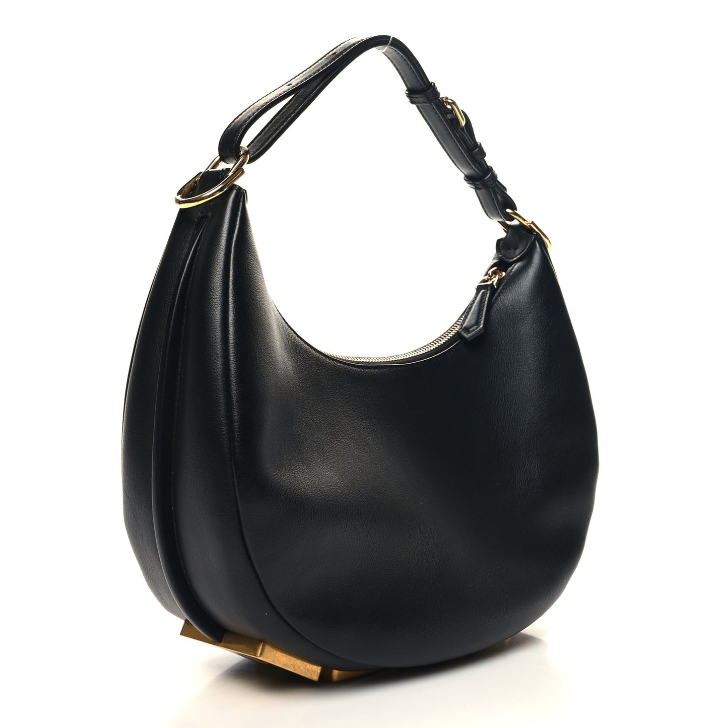 Vitello Grace Matte Small Fendigraphy Hobo Bag Black