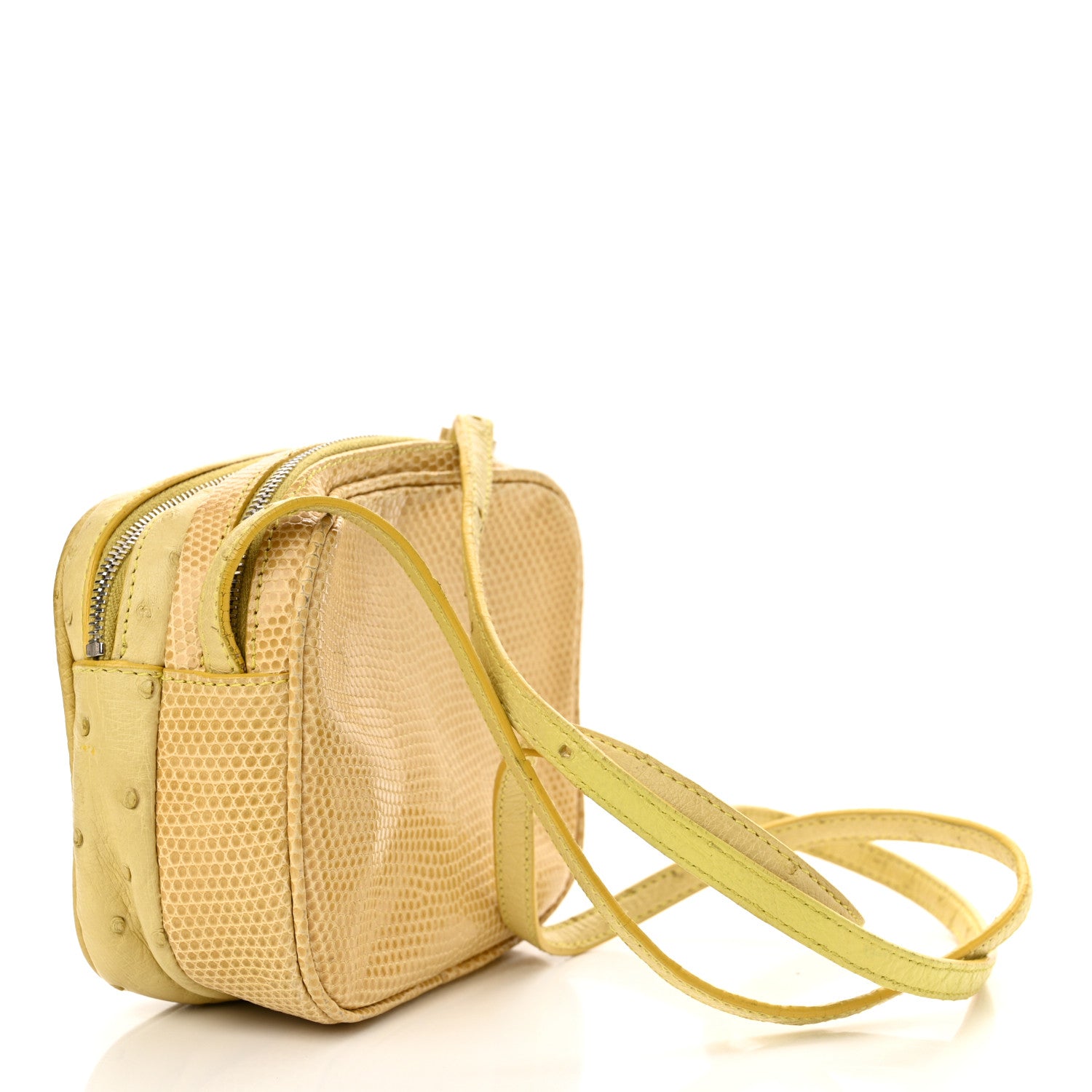 The Row Ostrich Lizard Mini Twin Crossbody Bag Yellow 3 of 15