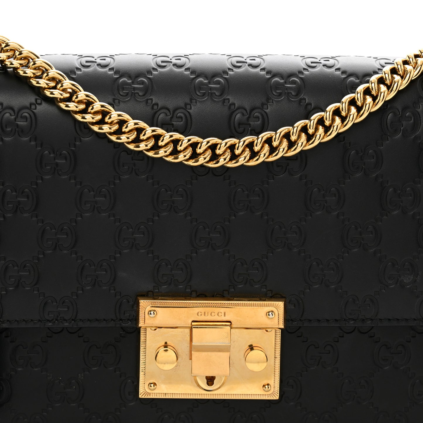 Guccissima Medium Padlock Shoulder Bag Black
