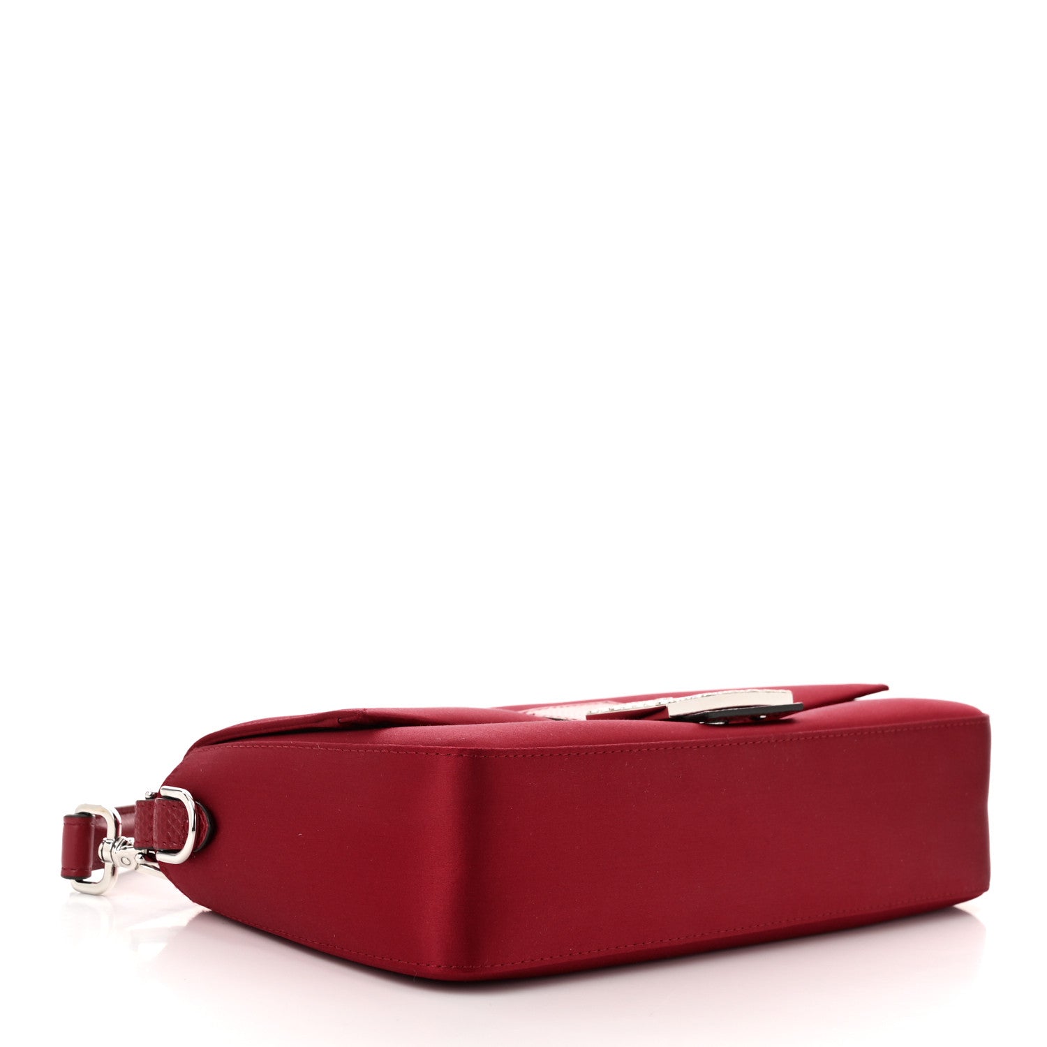 Fendi Satin Karung Crystal Baguette Rosso Scuro 4 of 10
